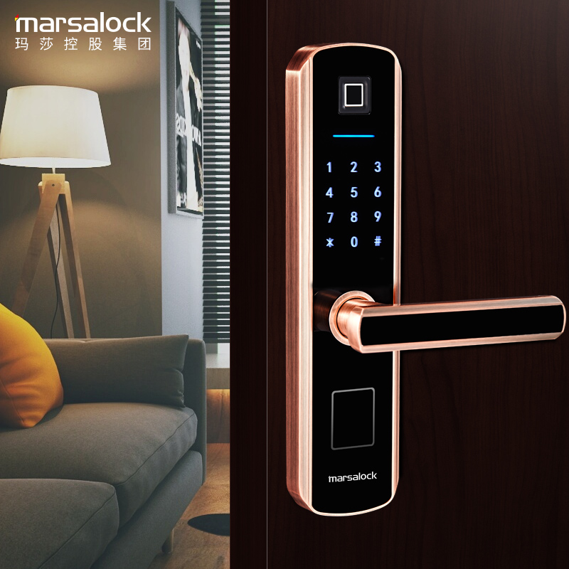 玛莎洛克指纹锁家用防盗门智能锁通用型室内指纹锁房间门电子门锁