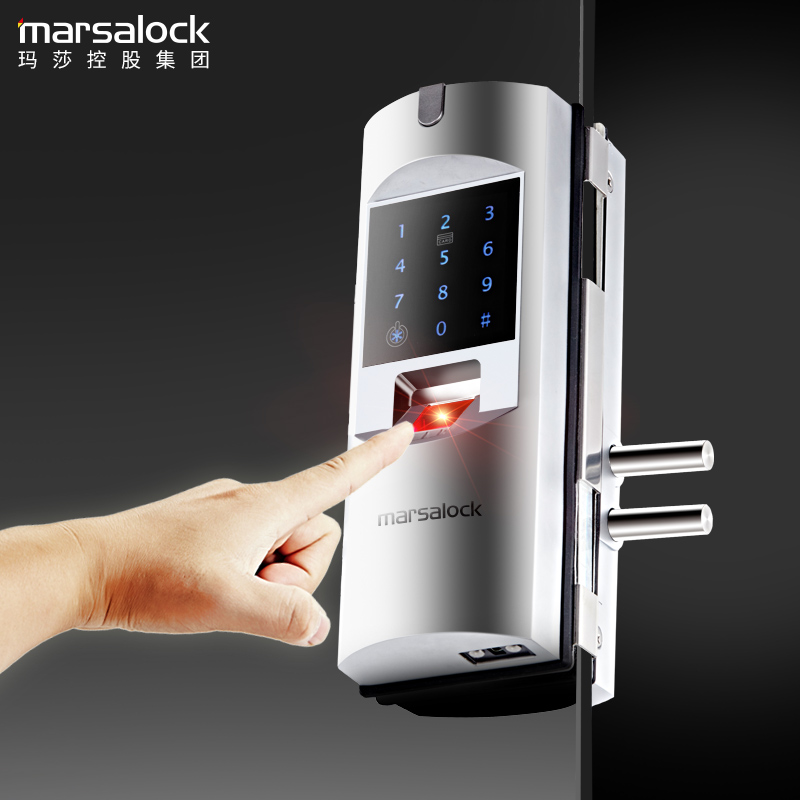 公司大门办公室玻璃门指纹锁智能密码门锁磁卡锁电子门禁
