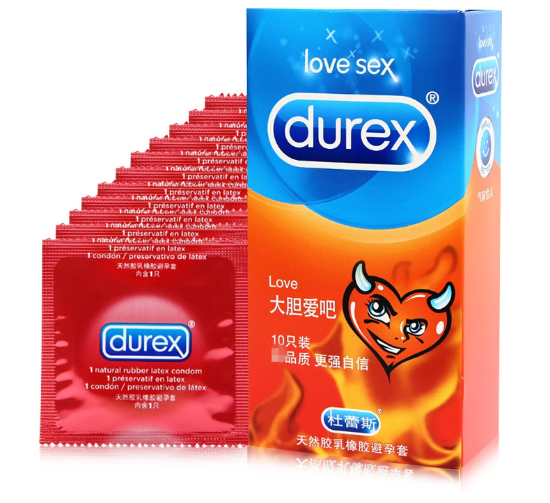 杜蕾斯love大膽愛吧天然膠乳橡膠避孕套10只裝潤滑安全套保險計生