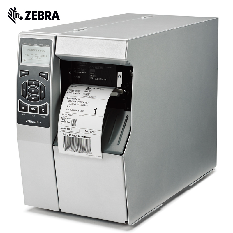 ZEBRA斑馬ZT510工業級條形二維碼不干膠標簽打印機203/300dpi熱敏熱轉印亞銀服裝吊牌水洗嘜快遞電子面單打標