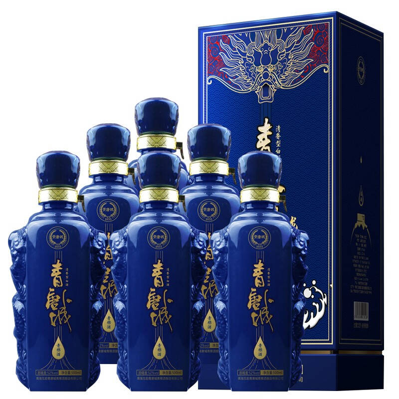 青唐城龙涎 青海互助青稞酒 清香型52度白酒 500ml/瓶 蓝色整箱6瓶