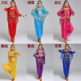 印度舞蹈服装成人女肚皮舞演出服装套装天竺新款长袖民族风表演服