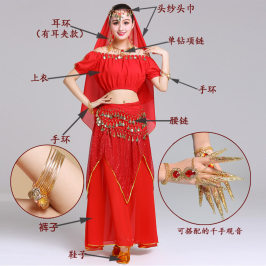 印度舞蹈表演出服装天竺少女成人肚皮舞练功服长裙套装dvAftZXk55