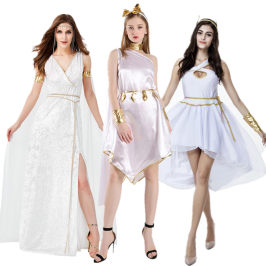 古罗马神话故事雅典娜白色连衣裙万圣节希腊女神COS成人演出服装