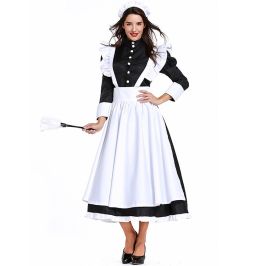 法国传统服装 黑色女佣女仆长裙女仆装cosplay舞台演出服