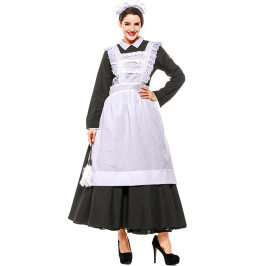 法国传统服装 黑色公主长裙 电影角色服装 女仆装cosplay演出服