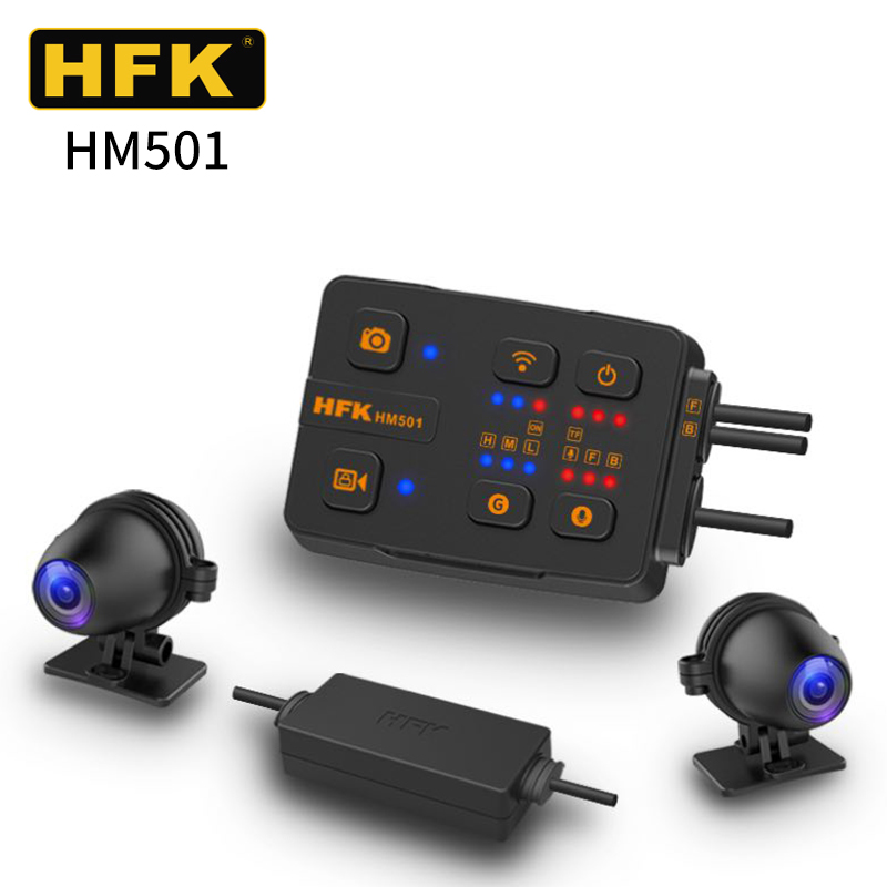 HFK HM501摩托车行车记录仪高清防水夜视前后双镜头机车骑行摩旅