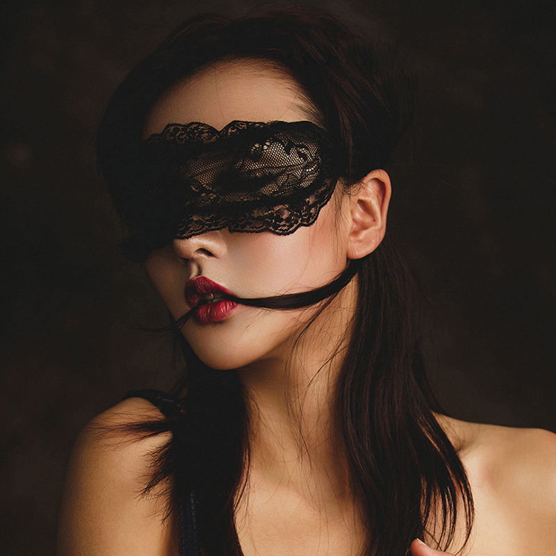 定制系列 黑色性感蕾丝花边系带式镂空眼罩夫妻调情趣味玩具面罩