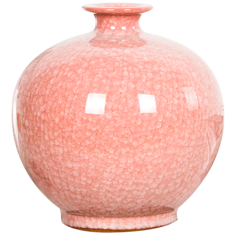 景德镇石榴瓶陶瓷器粉色花瓶插花新中式客厅家居电视柜装饰品摆件